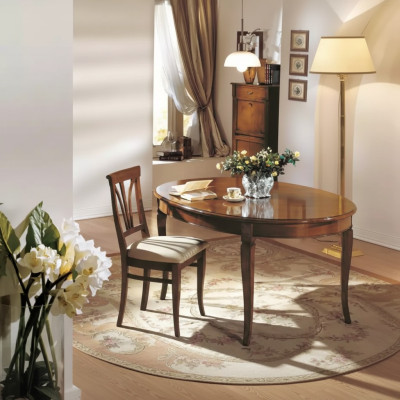 Dining table 4x chairs classic dining room set 5-piece set oval table