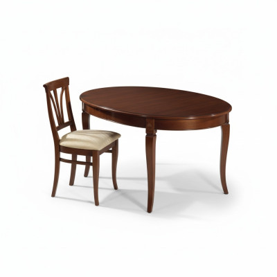 Dining table 4x chairs classic dining room set 5-piece set oval table