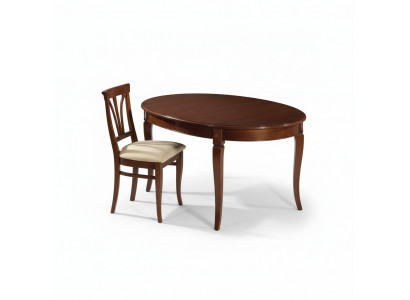Dining table 4x chairs classic dining room set 5-piece set oval table