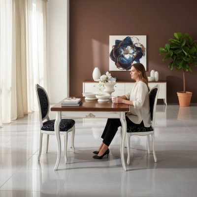 Dining table 4x chairs dining room set dining group table set white new