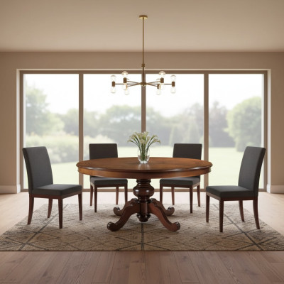 Dining Table Brown Round Classic Dining Room Luxury Wood Tables Design New