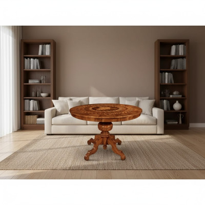 Dining table, dining room, brown, round, classic table design, wood, luxury furniture
