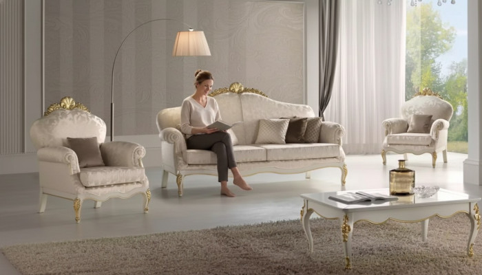 Complete set 4-piece living room sofa suite 3-seater armchair group new