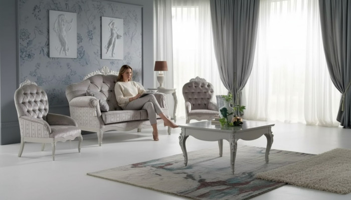 Sofa set 2-seater suite velvet armchair coffee table luxury sofas fabric