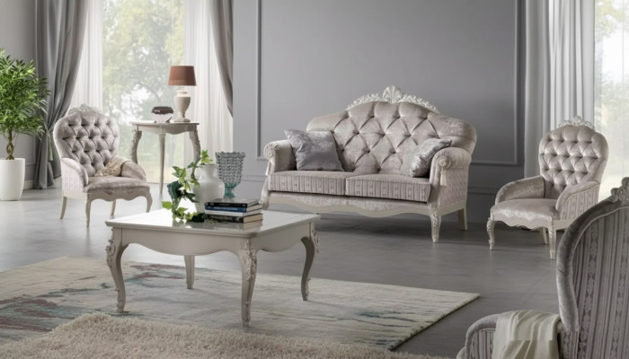 Sofa set 2-seater suite velvet armchair coffee table luxury sofas fabric