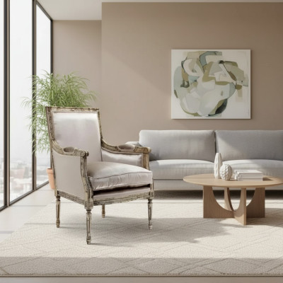 Armchair Sofa 1 Seater Couch Designer Gray Textile Sofas Upholstery Wood New