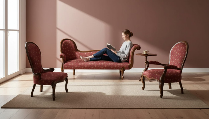 Lounge Sofa Lounger Cushion Chaise Classic Chaise longue Club Brown New
