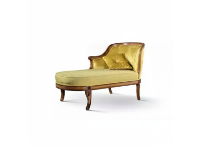 Chaise longue fabric sofa lounger chaise classic yellow couch textile new