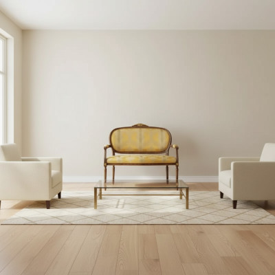 Bench Classic Yellow Stool Retro Living Room Luxury Design New