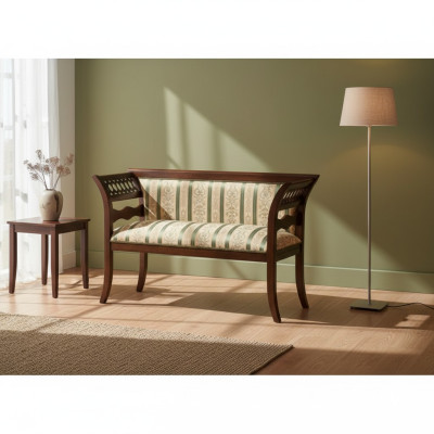 Upholstered Bench Designer Living Room Beige Classic Seating New Luxury