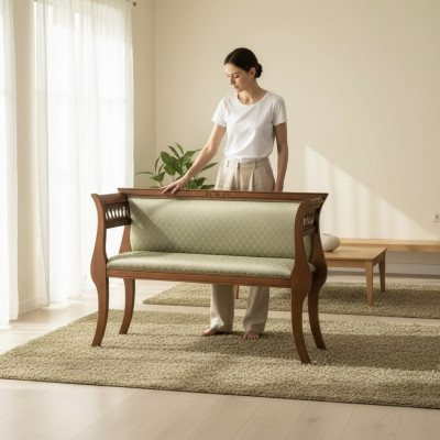 Bench Classic Designer Seating Furniture Living Room Upholstered Bench Brown