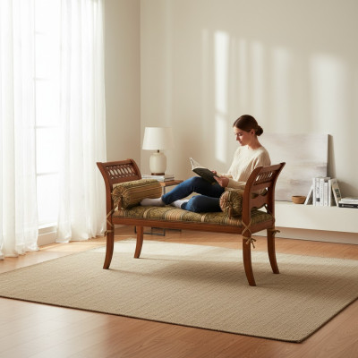 Classic style bench upholstered furniture textile bench two-seater seating furniture