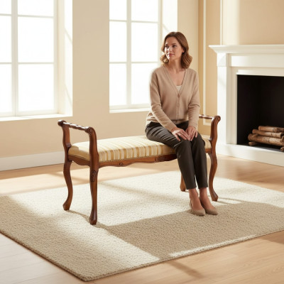Bench Living Room Classic Bench Upholstered Furniture Textile 101x40x57