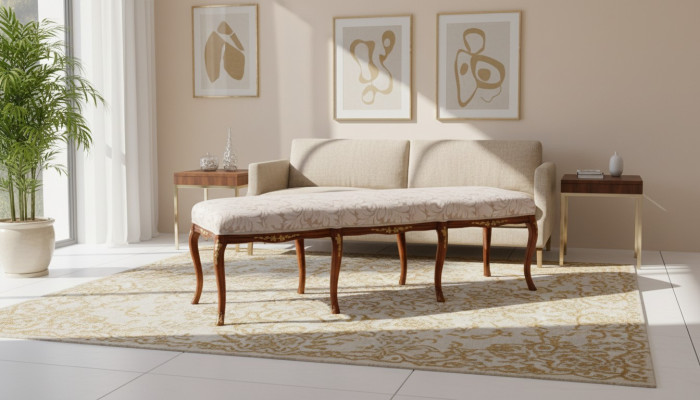 Classic brown bench design textile new upholstery fabric seating furniture new