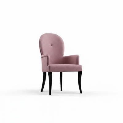 Armchair with armrests, upholstered, solid wood, textile, wooden chair, new