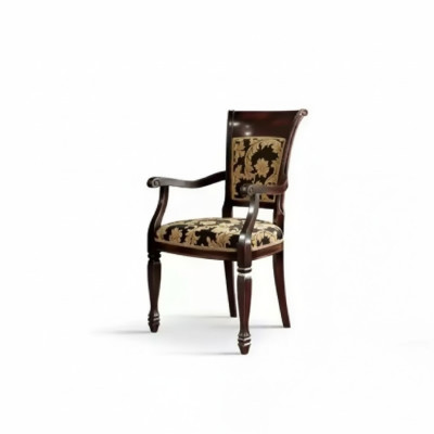 Chair Brown Design Living Room Dining Room Wood Upholstered with Armrest New