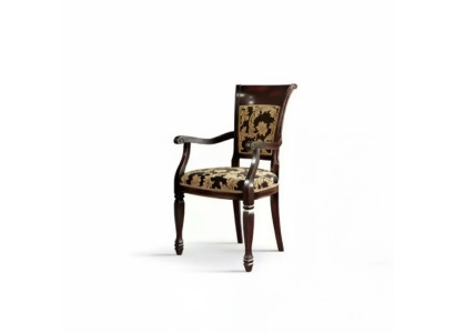 Chair Brown Design Living Room Dining Room Wood Upholstered with Armrest New