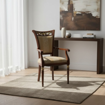 Chair Luxury Design Armchair Wood Upholstery Art Deco Dining Room Furniture Wood