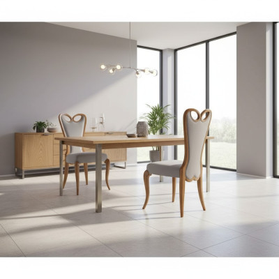 Chair Without Armrest Dining Room Brown Design Textile Luxury Dining Chair