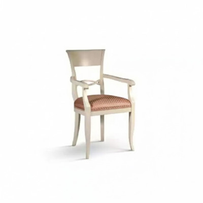 Chair with Armrest Brown Design Living Room Upholstered Dining Room Wood New