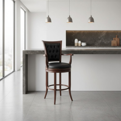 Bar stool chair armchair faux leather classic furniture Chesterfield upholstery