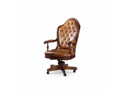 Office Chair Wood Executive Armchair Chesterfield Italian Furniture Brown Swivel New