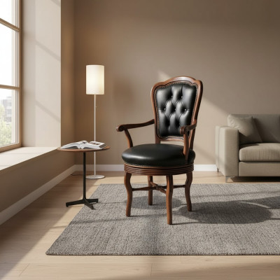 Office chair wood executive chair Chesterfield Italian furniture black swivel