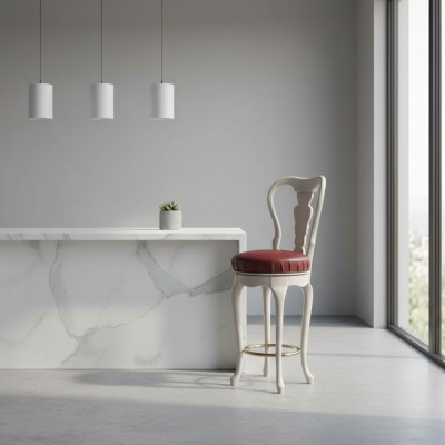 Classic White Chair Designer Bar Stool Wood Chair Luxury Furniture Stool