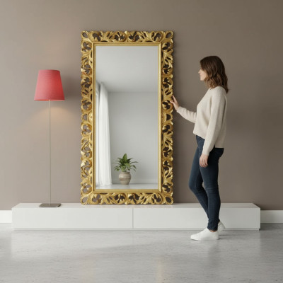 Classic design mirror living room sideboard luxury wood frame new