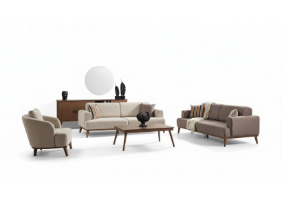 Complete living room furniture 331 3-seater sofa and reclining chair 4-piece set new beige