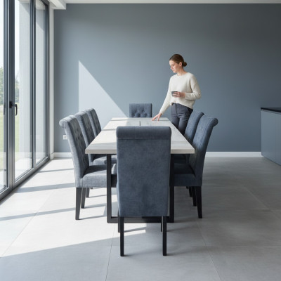 Dining table 12 x chairs dining room set dining group modern chairs table 13-piece.