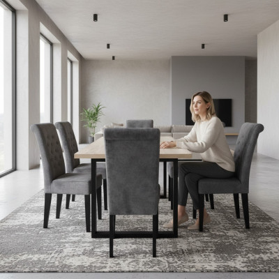 Dining table set table + 6x chairs dining room chair set table wood