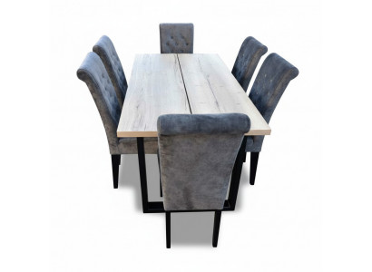 Dining table set table + 6x chairs dining room chair set table wood