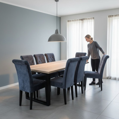 Dining room dining table set with 8 chairs, a 9-piece complete set.