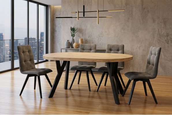 Dining table 4 x chairs dining room set dining group luxury chairs table 5-piece set.