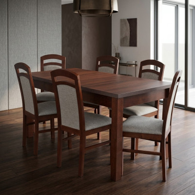 Designer Wood Dining Room Set Table 6x Chairs Upholstery 7-piece Set