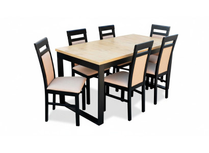 Modern dining table wooden dining room set 6x chairs set 7-piece set