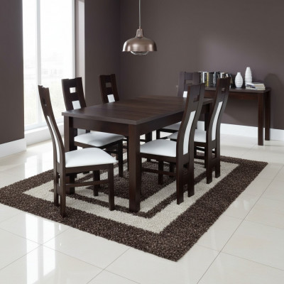 Classic dining table wood dining room set 6x chairs set brown