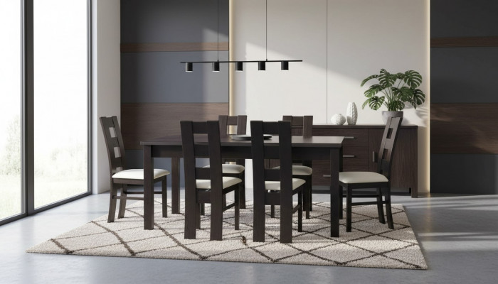 Classic dining table wood dining room set 6x chairs set 7 pcs.