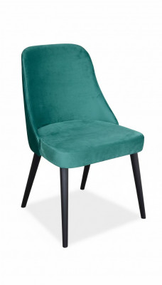 Dining room chairs with fabric upholstery and seat pads, wooden chair, green wood, modern, new.