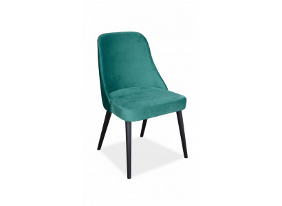 Dining room chairs with fabric upholstery and seat pads, wooden chair, green wood, modern, new.