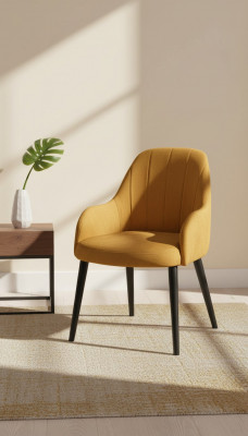 Design Textile Luxury Armchair Chair with Armrest Dining Chair Brown