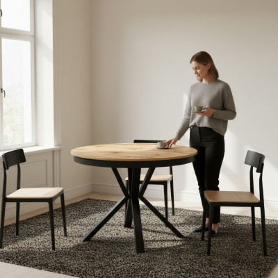 Luxury Dining Table Brown Round Table Dining Room Wood Design Tables 100 cm