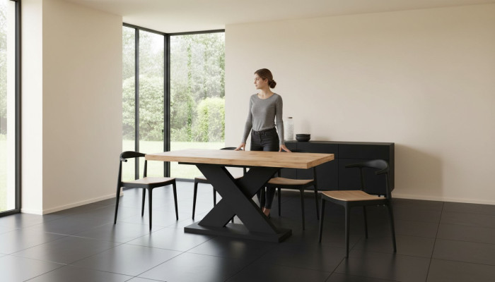 Extendable dining table wood tables modern design dining room luxury furniture