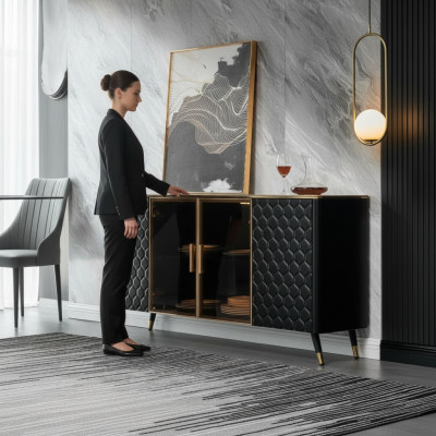 Black Dresser Sideboard Cabinet Sideboards Wardrobes 160cm Furniture