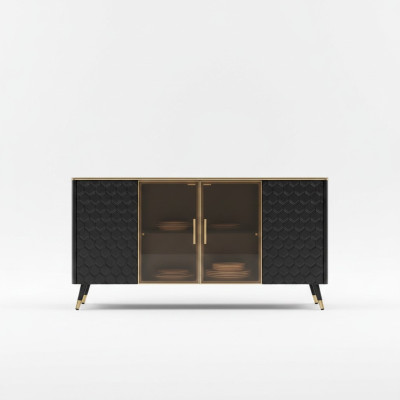Black Dresser Sideboard Cabinet Sideboards Wardrobes 160cm Furniture