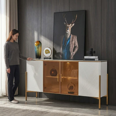 Dresser Shelves Design Living Room Furniture Wood New Sideboard Cabinet