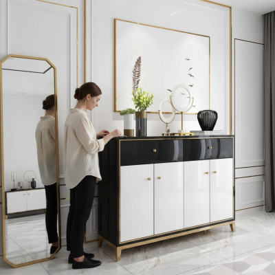 White Modern Sideboard Cabinet Dresser Dining Room Wood Luxury New