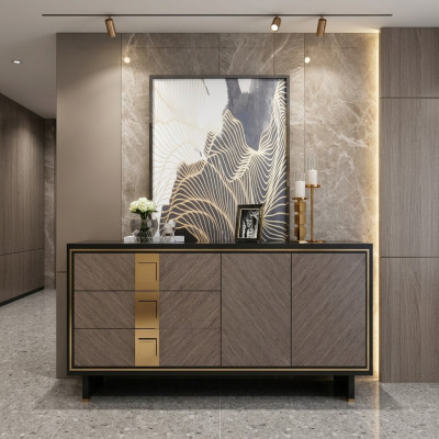 Sideboard dresser cabinet wood modern design gray luxury living room