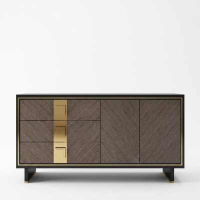 Sideboard dresser cabinet wood modern design gray luxury living room